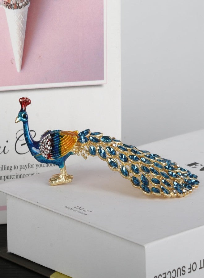 SEVENBEES Enameled Peacock Jewelry Box - Hand-Painted Collectible Figurine with Crystal Rhinestones, Ideal for Rings and Earrings, Perfect for Women and Girls - Image 5